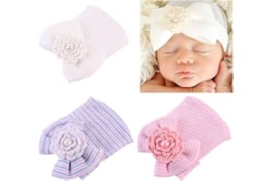 COUXILY Baby Hat 3 Unids Recién Nacido Elastico Stretch Head Wrap Infantil Turbante Niño Bebé Nudo Diadema (H-S02)