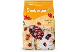 Seeberger Cranberries sucrées : Cranberries du Canada coupées en deux, fruitées et sucrées pour snack, comme ingrédient, pour améliorer vos plats - séchées et non soufrées (1 x 350 g)