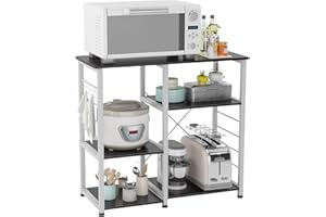 ‎SOGES soges Bäckerregale Küchenregal Standregal Mikrowellenhalter Bäcker Regal Haushaltsregal mit 3 Ablagen, multifunktionale Küchenregallagerung Beistellwagen, Schwarz 171-BK