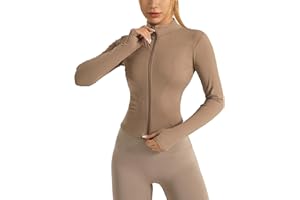 Heinaroman Damen Laufjacke Leichte Sportjacke DaumenlöCher Atmungsaktive Fitness Sportjacke Slim Fit Trainingsjacke Yoga ReißVerschlüSse Top Für Laufen Yoga Gym