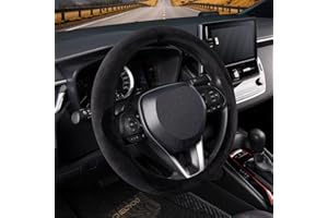 ‎COFIT COFIT Plüsch Lenkradbezug Winter, Universal Lenkrad Bezug Fell, Lenkradhülle Wwarm Weich, Lenkradschutz Auto für 37-38 cm, Autozubehör Schwarz