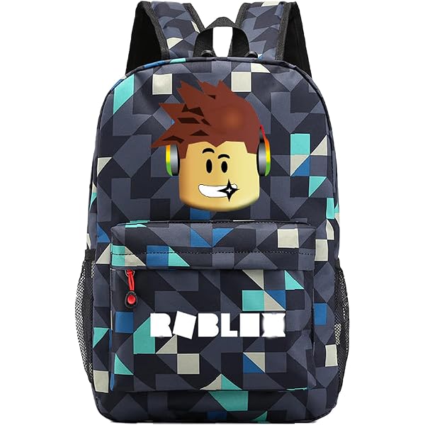 Zaino Scolastico 3D Per Bambini Robllox, Con Stampa A Cartone Animato, Leggero, Impermeabile, 38x14x26 Cm, Con Tasche Laterali, Per Scuola E Viaggi