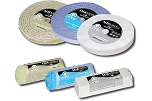 Lux Metal - Kit 3 Disques de Polissage de 200 mm et 3 Pâtes Abrasives de 350 gr - Parfaits pour polir des métaux tels que l'aluminium, le fer, l'acier inoxydable, le laiton, le cuivre, l'or, le marbre