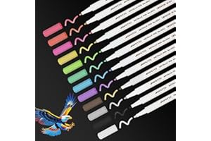 beupro Pennarelli metallici con punta media, set di 12 colori marker pennarelli per scrapbooking, pennarelli metallici con per carta nera, ceramica, vetro, legno