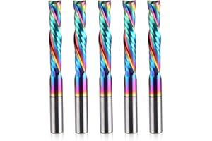 EU_HOZLY DLC Coating Up and Down Cut 2 Flutes Spiral Carbide Router Tool CNC Milling Cutter Compression Wood Shank 6mm Shank 6mm Cutting Diameter 32mm CEL Pack of 5