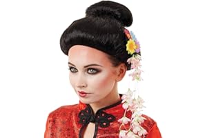 Fun Shack Peluca Geisha Mujer, Peluca Japonesa Mujer, Disfraz Geisha Mujer, Geisha Disfraz Mujer, Disfraz Japonesa Mujer, Disfraz Japones Mujer, Peluca Samurai, Disfraz Mujer Carnaval Talla Unica