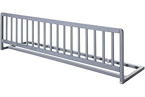 Geuther 2112 Barrière de lit en 140 cm Hauteur: 38 cm Sécurité anti-chute Avec barreaux solides Protège contre les chutes du lit Pliable En bois de hêtre massif Gris