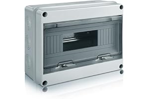 Zeawavsl Verteilerkasten Aufputz, IP65 Sicherungskasten Aufputz, 1-Reihig für 12 MODULE Kleinverteiler Aufputz mit Messingklemmen, Aufputzverteiler für Garten oder Außenbereichen, Villen (12 MODULE)