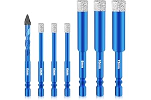 Pilikoll 7 sztuk wierteł, wierteł porcelanowych, diamentowy, 6/6/6/8/10/12/6 mm, wiertła diamentowe do szkła, marmuru, ceramiki, płytek, granitu