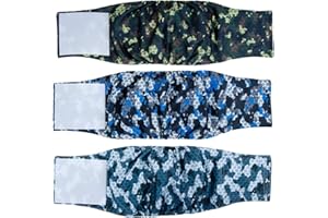 Dono Washable Male Dog Nappies, Super Absorbing Male Dog Belly Band Pack of 3, Sanitary Pants Dog Wraps for Small Medium Large Dogs M(Army,M)