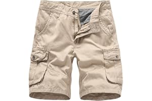 ZILOSCONCY Pantaloni Corti Uomo Casual in Cotone di Lino Classic Bermuda Uomo Estivi in Lino Stretch Bermuda Cargo Uomo Shorts Leggeri Vita Alta Palestra Pantaloni da Lavoro Uomo Estivi Morbidi Vintage