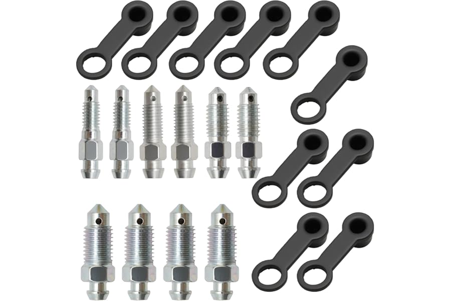 JUUDDENPARTS 10Pcs Hydraulic Brake Bleed Nipple Cap, Bolt Bleed Screw with Cap, for Master Cylinder Caliper M6 X 1 mm M7 X 1 mm M8 X 1.25 mm M10 X 1 mm M10 X 1.25 mm
