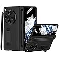 TERRIFI Case for OnePlus Open 2023 with Stylus & Pen Holder, Luxury PU Leather One Plus Cover, with Hinge Protection, Built-in Screen Protector, Kickstand, All-Inclusive Design, Black