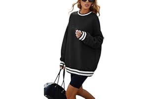 Famulily Women's Oversized Fall Winter Sweatshirts Long Sleeve Pullover Tops Casual Crewneck Striped Top