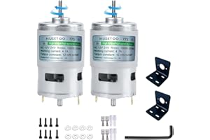 HUSETOO Moteur 775 CC 12 V DC Moteur DC à couple élevé Max 20 000 tr/min Double roulement à billes silencieux Moteur CC (Broche en forme de D -2pcs)