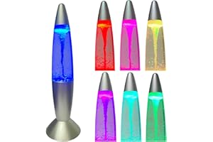 CELLUSTOP MODEZVOUS - Lampe Lave Fusée Tornade Twist - Lampe Magma Lave - En Verre Robuste - 35 cm - Piles ou USB - LED 6 Couleurs Alternatives