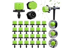 EBANKU 400 Piezas Goteros de Riego Ajustables con Micro Gota, 1/4 Inch Aspersores de Riego AutomáTico, Ajustable JardineríA Flujo de Cabeza de Goteo (Verde)