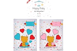 B.A.U.Q.O.O. Bustine Corredino Neonato Ospedale 10 Pezzi Sacchetti per Borsa Parto Mamma e Cambio Asilo Buste Corredo Trasparenti Antipolvere per Neonati Made in Italy (celeste)