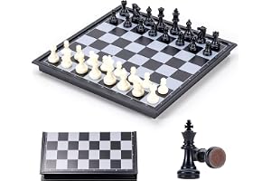 Schackspel Barn, Magnetiska Figurer, Bärbar Hopfällbart Schackbräde, Schackbräde, Svart & Vitt För Resor, Schackfångare (25 ×