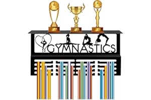 CREATCABIN Appendiabiti per Medaglie da Ginnastica Scaffale per Trofei Porta Medaglie con Supporto per Mensola Sport 4 Supporto da Parete Sospeso in Metallo Contiene 70+ medaglie per 40x20x10cm