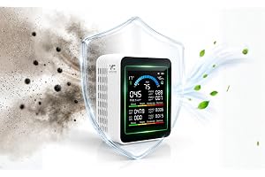 VOCATTI 10-in-1 Indoor Air Quality Monitor with AQI, CO₂, TVOC, HCHO, PM2.5, PM10, PM1.0, Temperature & Humidity | 2000mAh Rechargeable Type-C Air Quality Detector | Portable Pollution Meter.