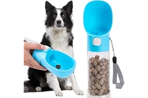 Colorday Handheld Dog Feeder Treat Dispenser with Built-in Clicker & Treat Pouch. for Training Walking Hiking Traveling. (10 OZ, Blue)
