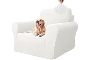 ‎YSTYLE Ystyle Sofa überzug 1 Sitzer Mit Armlehne, Stretch Sofabezug rutschfest, Modern Sofa Cover Für Hunde Haustiere, Atmungsaktiv Couch überzug Mit Elastic Bottom, Weiß