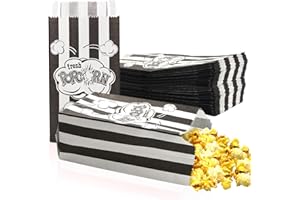 SZHHRXI 100 Pcs Petites Boite Pop Corn, Sachet Pop Corn, Sac à Pop Corn en Matériau Résistant à l'huile pour Machines à Pop Corn, Boîte à Pop corn Classique pour Party, Carnival, Cinéma (noir100)
