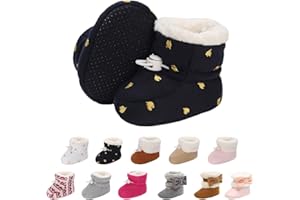 Tolaler Zapatos de Invierno para Bebés, Patucos Bebe Invierno con Forro Grueso Botas Antideslizantes de Suela Blanda Ajustables/Uso Diario (0-18 Meses)