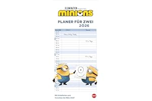 Minions Planer für zwei 2026: Kalender mit den kleinen gelben Chaos-Charakteren aus den Filmen. Partnerplaner, ein absoluter Hingucker und praktischer ... alle wichtigen Termine. (Familienplaner Heye)