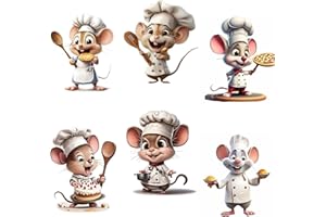 KIOINER 6 Stück Wandtattoo Küche, Kleine Maus Wandsticker, Selbstklebende Wandaufkleber, Wanddeko Küche Niedlich, Wandtattoos für Küche, Wohnzimmer, Esszimmer