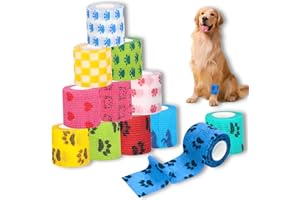 TFSZE 12 Rollen Selbsthaftende Bandage,Hund Vet Wrap,Pet Selbstklebender Verband Selbstklebende Bandage,12 Cartoon Selbsthaftende Bandage,Fixierbinde für Pferd Pet Cohesive Bandages