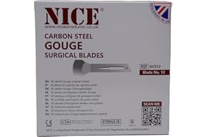 50 x NICE No.12 Gouge Sterile Carbon Steel Blades GCS12 for Manicure and Pedicure