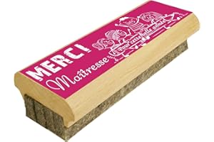 GRAVURE EVENTS Cadeau Maîtresse d'école - Brosse à tableau en Bois efface le Feutre et la Craie sur Tableaux Noirs et Tableaux Blancs (Merci Maîtresse (Rose))