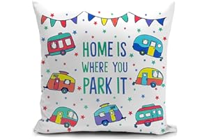 HUASHUZI Cushion Cover Campervan Aaccessories uk Gifts Motorhome Gadgets Caravan Camping Pillow Cover Decor Home Throw Pillow Case Decorate for Holiday Couch Bed Sofa 18"x18"
