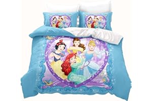LKFFHAVD - Disney - Parure de lit pour enfant - Motif princesses, Raiponce - Cendrillon - 135 x 200 cm - Impression 3D, en microfibre - Rose - Housse de couette + taie d'oreiller (200 x 200 cm, 5)