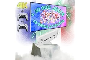 EKLAT Console RetroGaming | Console Portable Retrogaming | 18 Emulateurs Intégrés | Console de Jeux Portable (30000 Jeu Video) | HDMI 4K | Console Retro | 2 Manettes sans Fil Blanche | Mini Console de Jeux