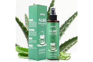 ASYBO Spray d'aloe vera 180 ml – Spray d'aloe vera pur à 99 % organique pour le visage, le corps et les cheveux, crème hydratante pour le visage après le soleil, avec vitamine E, absorption rapide
