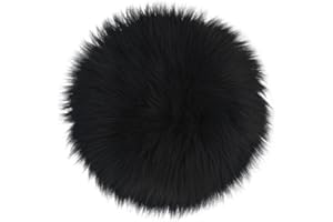 Sibba Flauschiger Teppich Stuhl 30 cm Rund Flauschiges Kunstfell-Sitzkissen Baby Fotoshooting Requisiten für Schlafzimmer Wohnzimmer Nagelkunst HäLt Warm Weihnachten Party Dekoration (Schwarz)