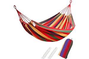 FORYNXHWIN Cotton Hammock - 190x150cm Outdoor Double Camping Portable Hammock with Travel Bag, Thickened Durable Canvas Fabric, Supports 200kg, Perfect for Garden, Camping, Patio, Balcony, and Indoor