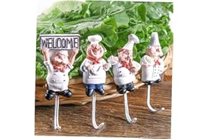 TOSSPER Forma De Resina De Dibujos Animados Cocinero Auto-Adhesivo De Ganchos, Ganchos De Bienvenida Patrón De Pared Percha Organizador para La Cocina