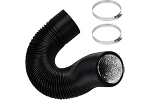 FULHDEDI 75mm Abluftrohr, 2.5m PVC Abluftschlauch Schwarz Flex-Schlauch Abluftschlauch mit 2 Schlauchschelle Edelstahl für Mobile Klimaanlage, Trockner, Abluftventilator, Belüftungssystem