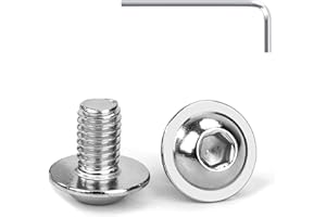 Tunejoy Vis à Tête Bombée avec Bride M6 x 10 mm Vis à Six Pans Creux en Acier Inoxydable A2 V2A Boulons à Tête Hexagonale avec Clé Allen Filetage Complet 20 Pièces