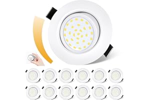 Dexnump Spot LED Encastrable Dimmable, Spots de Plafond 230V, 5W 600LM Spot Encastré Equivalente de 50W, Spot LED Ultra Plat de 25mm, IP44 pour Salle de Bain Chambre Salon, Lot de 12 (Blanc, 4500K)