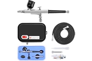 Voilamart Airbrush Kit 25PSI, Multi-Purpose Dual-Action Airbrush Kit with Compressor for Painting, Air Spray Gun for Makeup Nail Spray Flowers Cake Decorating Art Craft Tattoo(Black)