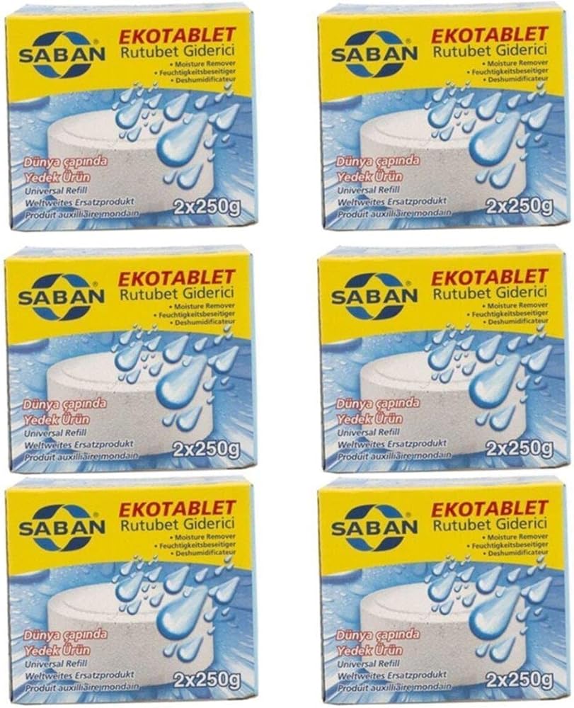 Saban Nem Alıcı Rutubet Giderici Yedek Tablet 6'lı 2 x 250 gram Natural