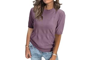 Arach&Cloz Pullover Damen Kurzarm Langarm Elegant Frühjahr Sommer Winter Strickpullover Rundhals Pulli Sweatshirt