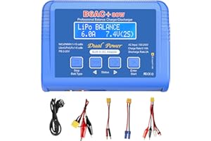 Haisito Lipo Ladegerät 80W 6A - Balance Ladegerät für Li-Ion, Life, NiMH, NiCd, LiHV, Pb | RC Akku Charger mit integriertem Adapter | Lipo Balance Charger für Airsoft, RC Autos, Boote, Drohnen