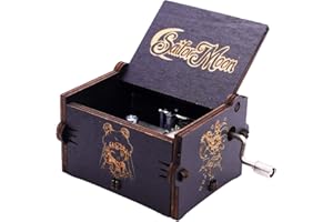 Youtang Mini caja de música de madera tallada a mano Negro