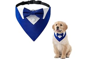 HACRAHO Formelles Hunde-Smoking-Bandana, 1 Stück, Hunde-Hochzeits-Bandana, verstellbar, blaues Halstuch für Hunde und Katzen, M